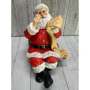 Vtg Resin Santa Checking His List Shelf Sitter Christmas Holiday Collectible 6"